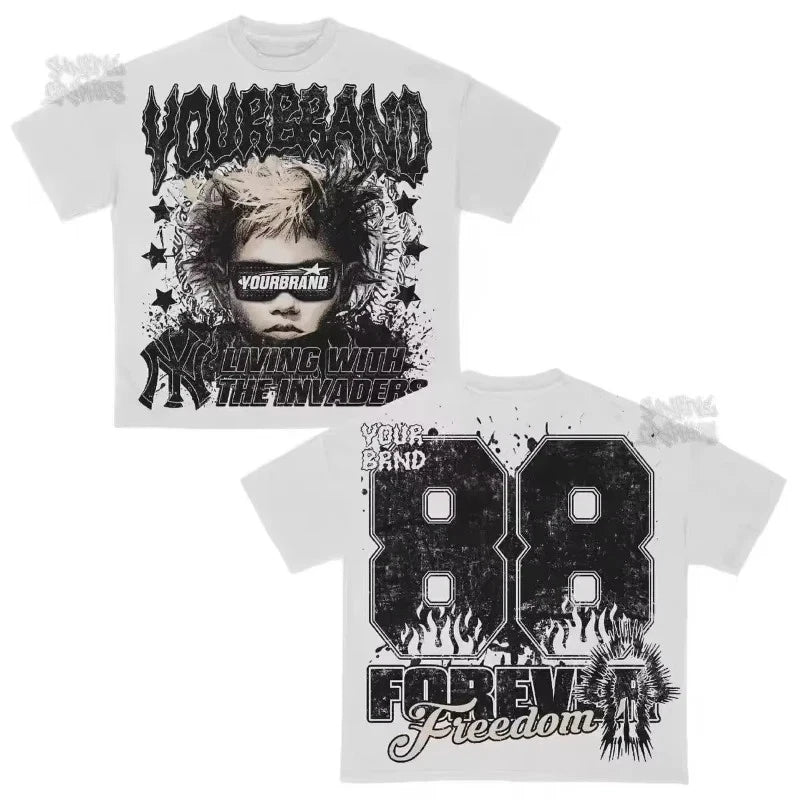 Y2K Graphic Streetwear T Shirt Oversized Tee Cotton Blend S-3XL