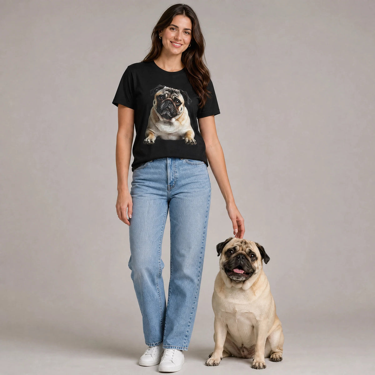 Pug Portrait T-Shirt Cute Pug Mom Pug Dad Lover Gift Men Women Tee S-3XL