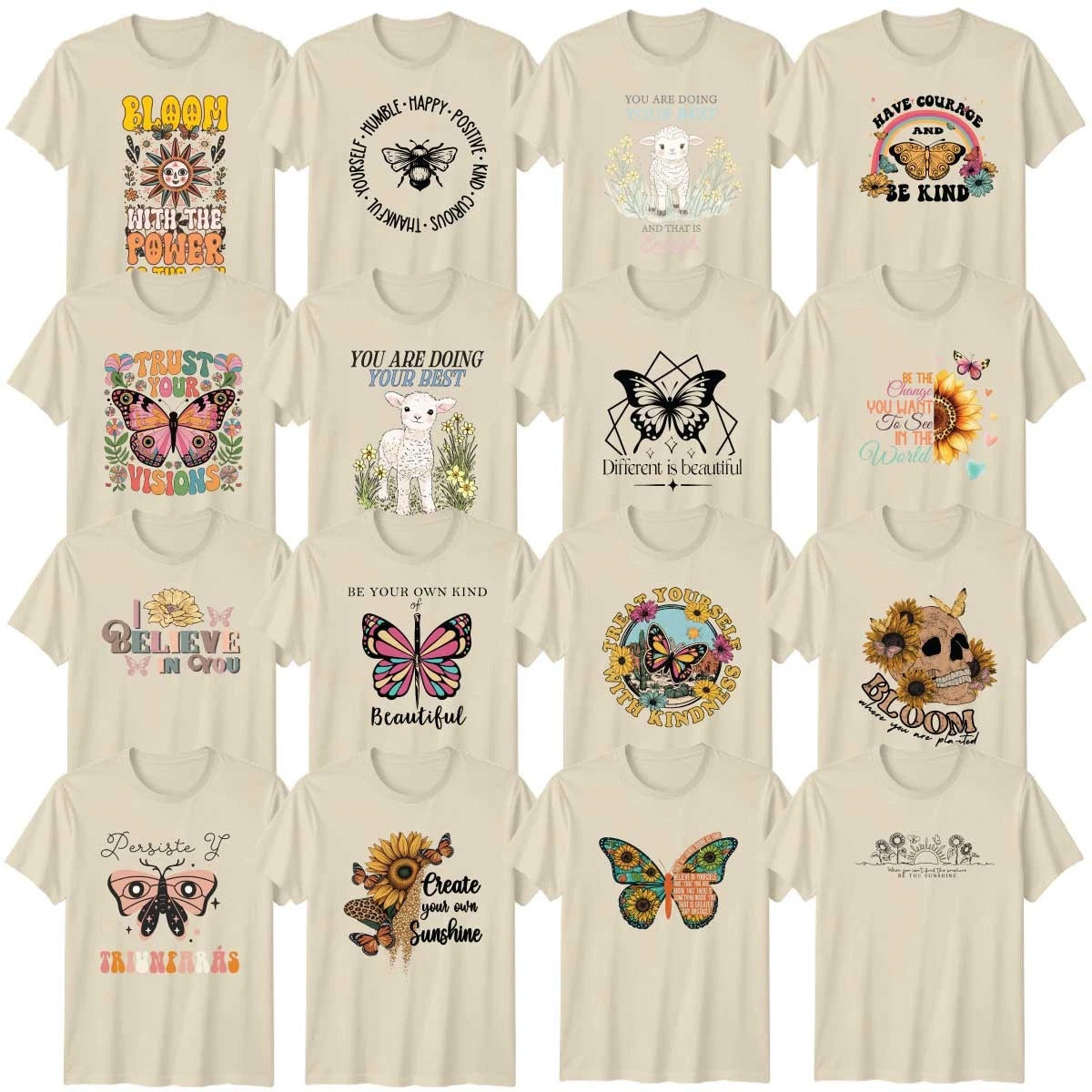 Positive Vibes Floral Butterfly And Bee Adult T-Shirt Positive Vibes Gift