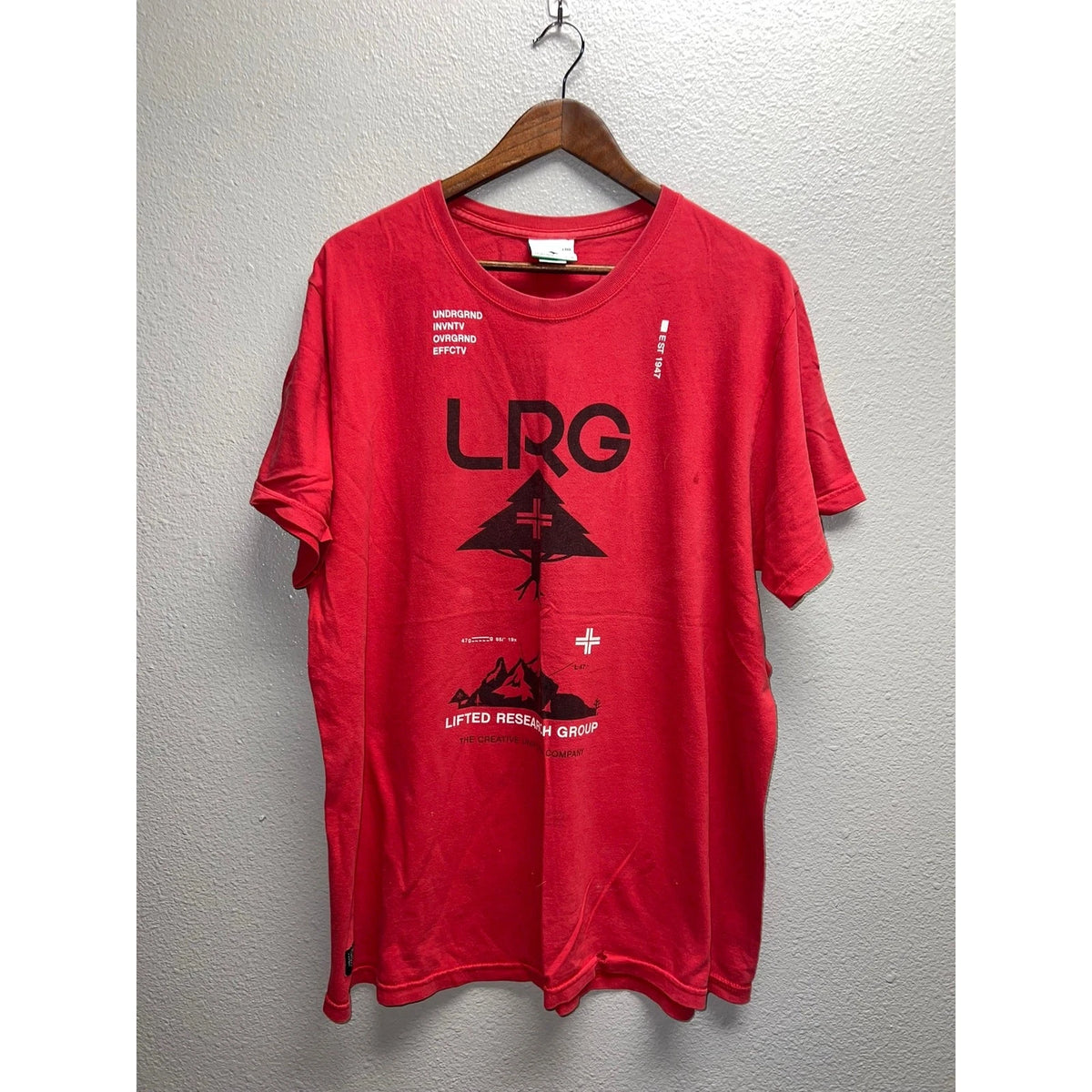 LRG Underground Shirt Lifted Research Group Creative Red Tee Y2K Distressed XL