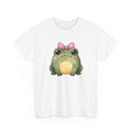 Frog Bow Clip Shirt Animals Rustic Gift Women Playful Tee Toad T-Shirt Wildlife