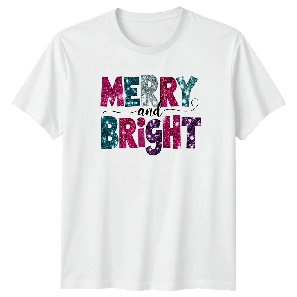 Merry And Bright Christmas Holidays Mens T-Shirt Womens Tee Graphic