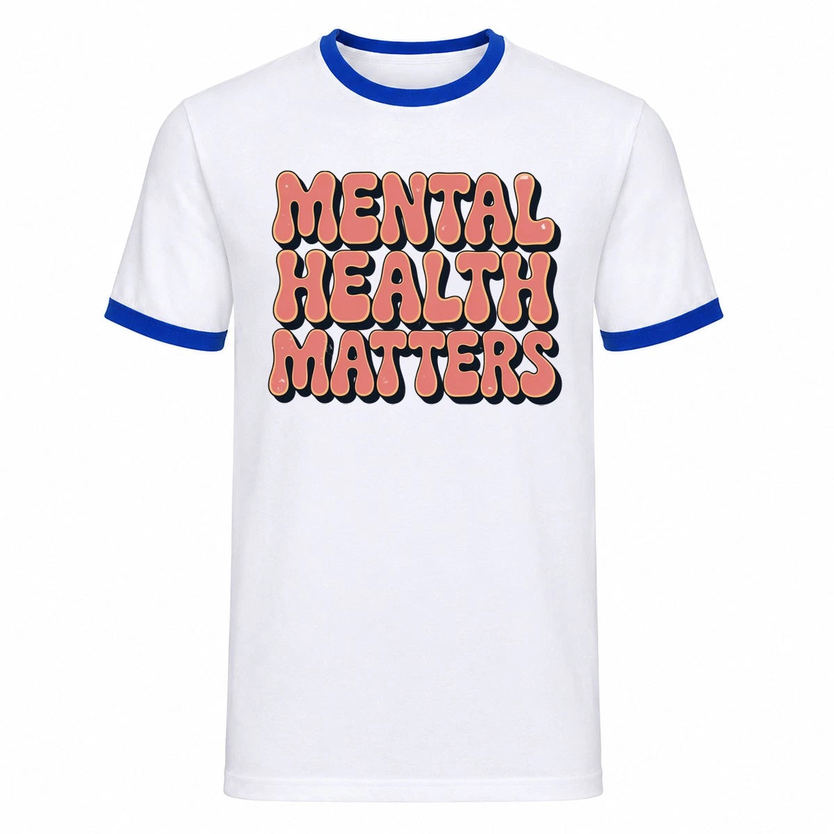 Retro Mental Health Matters Ringer T-Shirt Bubble Slogan Awareness Gift