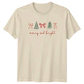 Merry And Bright Christmas Holidays Mens T-Shirt Womens Tee Graphic Unisex Top