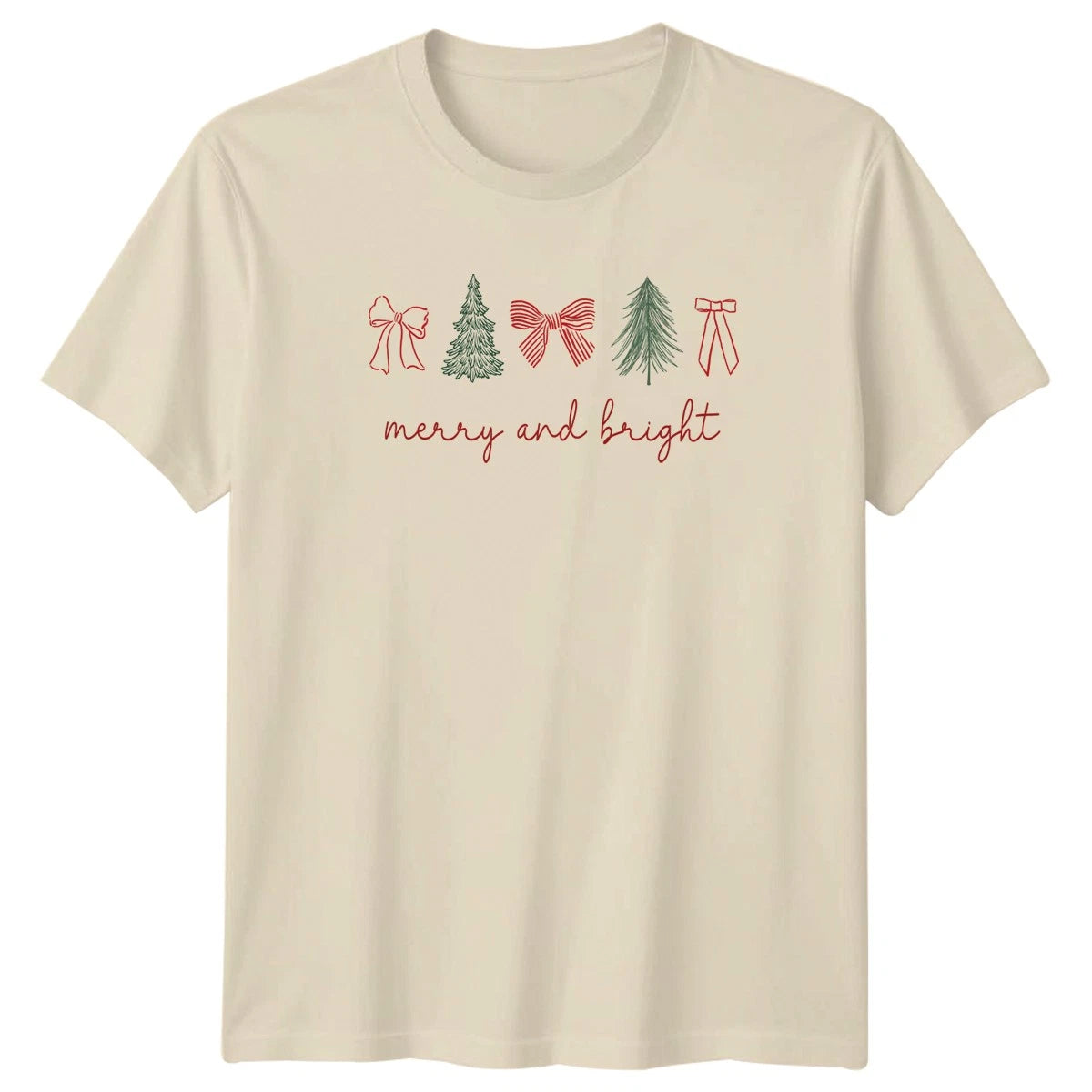 Merry And Bright Christmas Holidays Mens T-Shirt Womens Tee Graphic Unisex Top