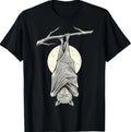 Bat Hanging Moon Funny Lover Spooky Wildlife Animal T-Shirt