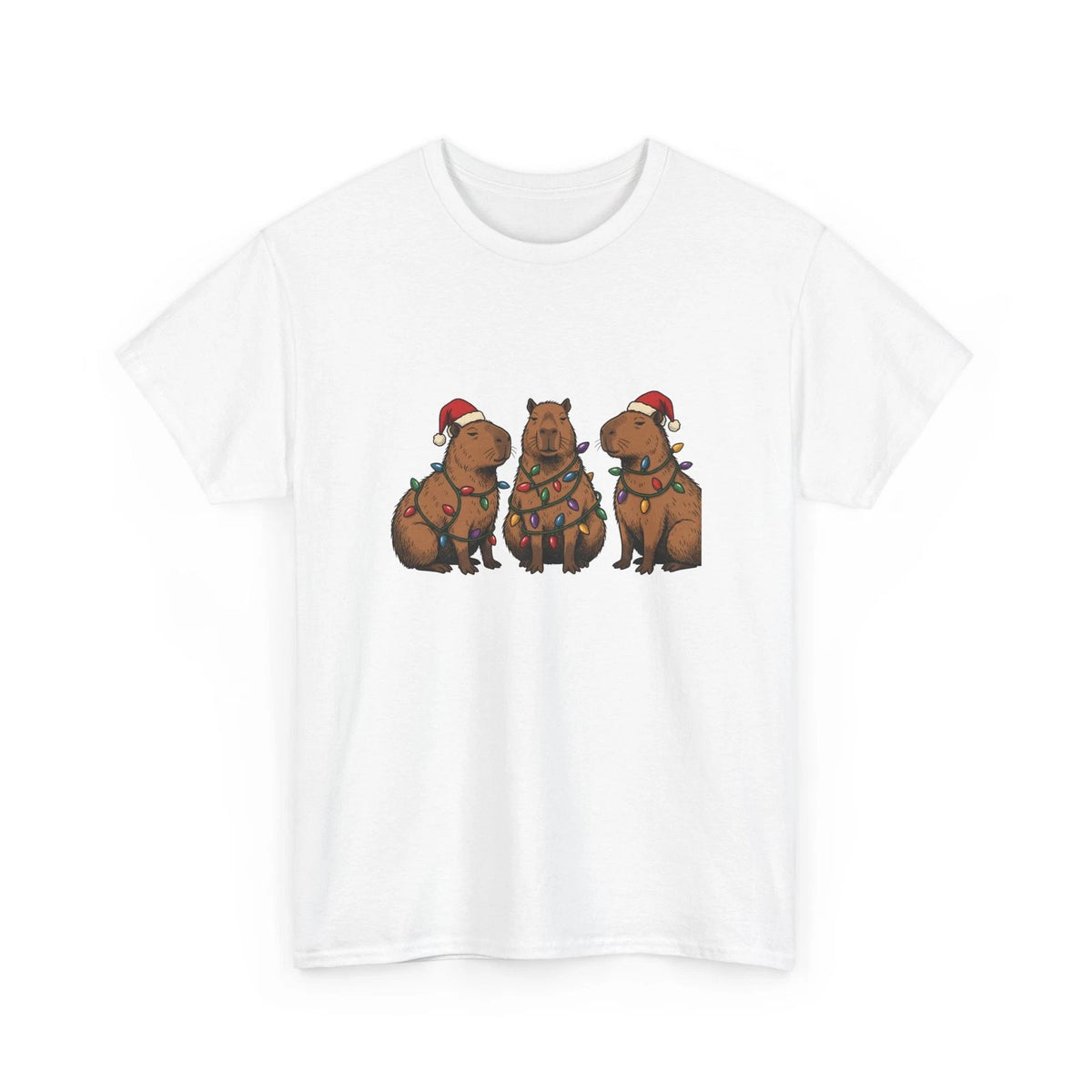 Capybara Set Shirt Christmas Pets Gift Women Hand Drawn Tee Rodent T-Shirt Xmas