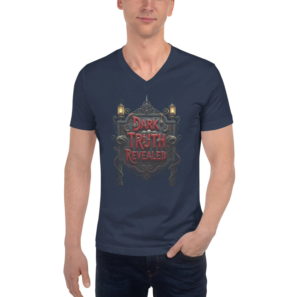 Dark Truth Revealed V-Neck T-Shirt True Crime Gothic Gift for Horror