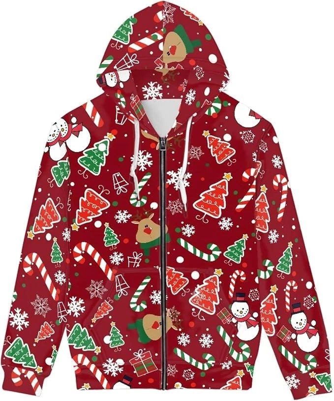 Ugly Christmas Zipper 3D Hoodie Xmas Long Sleeve HS1565