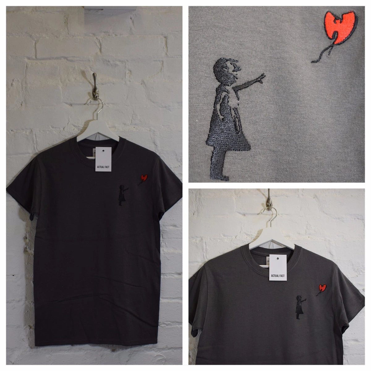 Actual Fact Hip Hop "W" x Banksy Street Art Charcoal Tee T-shirt