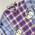 Don't Let Mom Find Out Flannel Shirt Mens 2XL Patchwork Plaid Streetwear Cropped