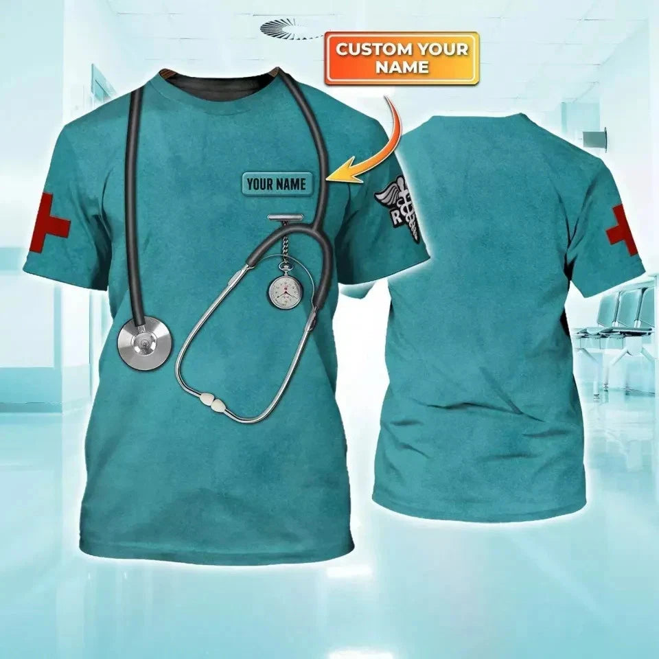 Custom Nurse Shirt For Men Women, Nurse 3D T Shirt V227