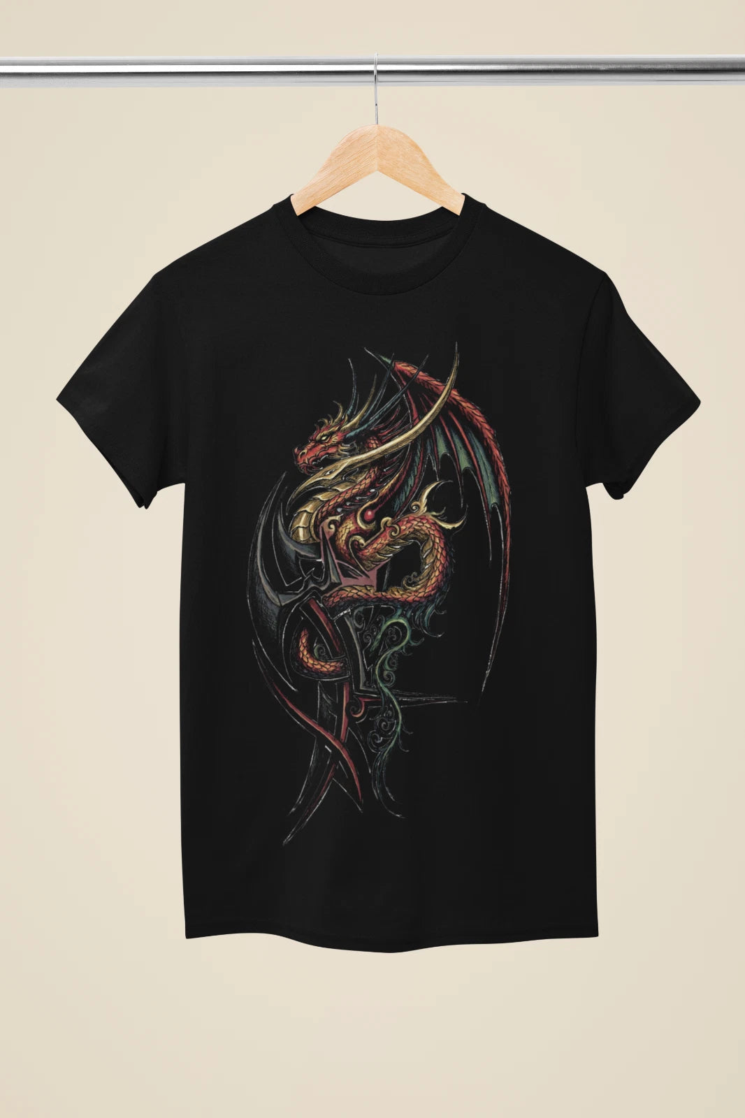 Fantasy Dragon Tattoo Inspired Black T-Shirt