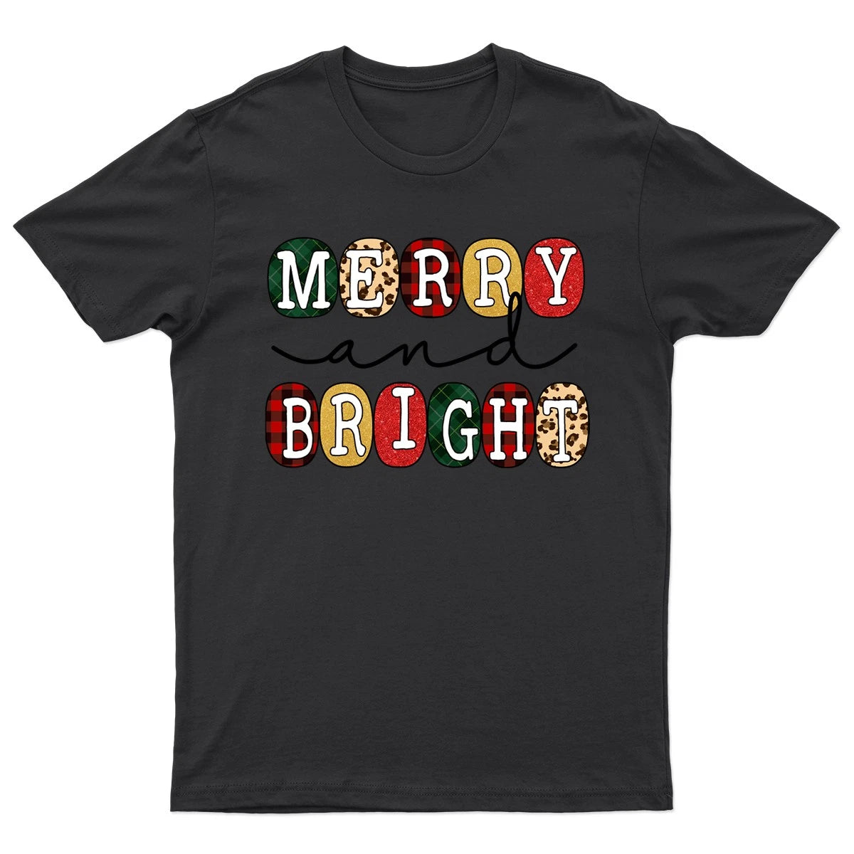 Merry And Bright Christmas T-Shirt Unisex Retro Funny Womens Vintage Mens -a