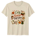 Vintage Cozy Bookish Fall Vibes T-Shirt Autumn Reading Book Lover Gift