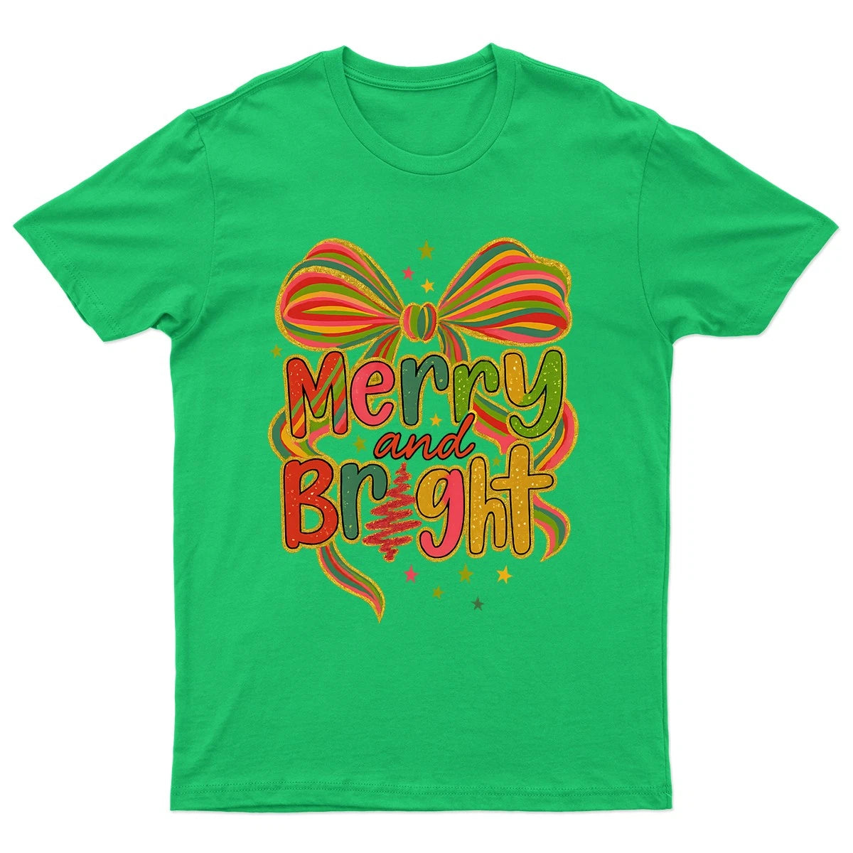 Merry And Bright Christmas T-Shirt Unisex Retro Funny Womens Vintage Mens -h