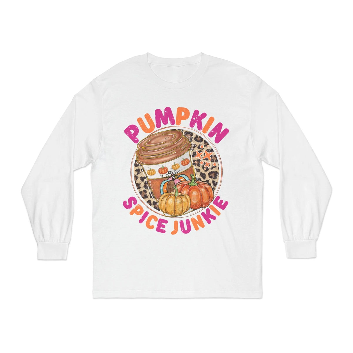 Fall Vibes Pumpkin Spice Long Sleeve T-Shirt, Cozy Autumn Wear, Halloween Gift