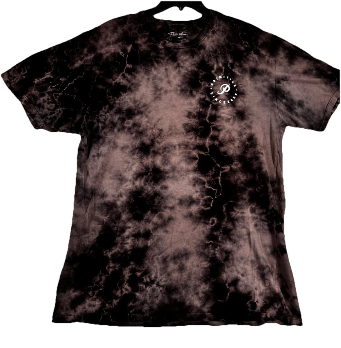 Primitive Tie Dye T Shirt Black Brown Acid Wash Skate Streetwear Medium