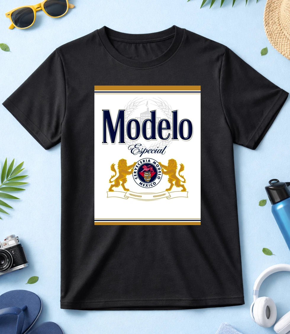Modelo Especial Mexican Lager Beer, Black/White  Women-Men T Shirt F404