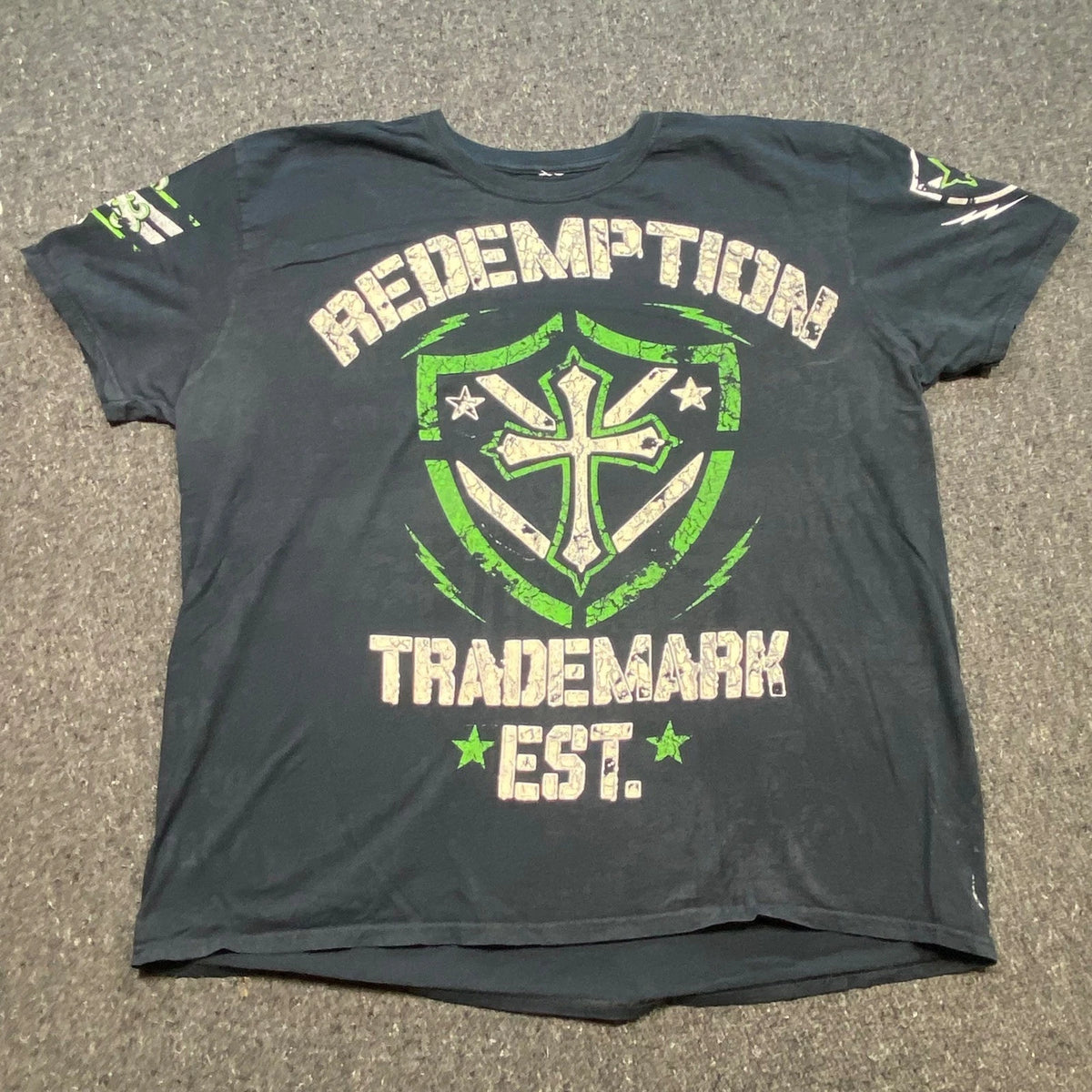 Raw State Redemption TShirt XXL Mens Black Streetwear Shield Cross Graphic Tee