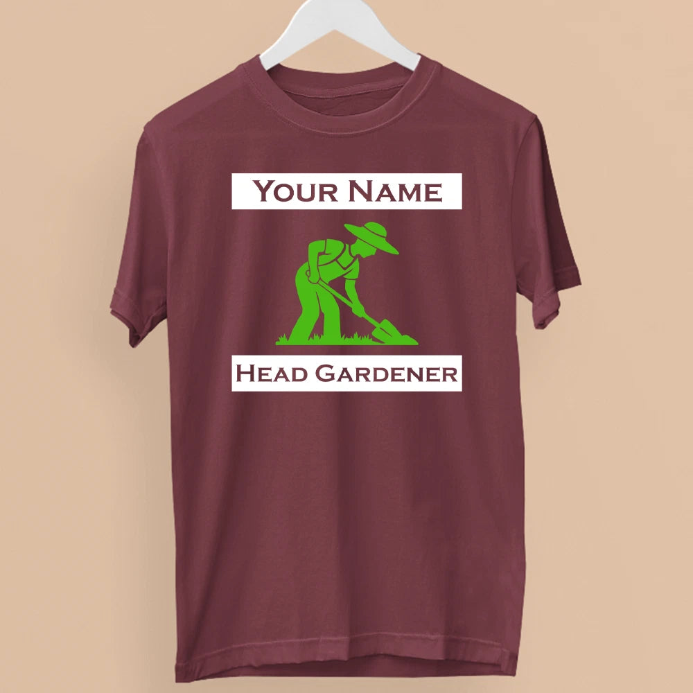 Personalised Custom Name Head Gardener T-Shirt Gardening Plant Garden Lover Gift