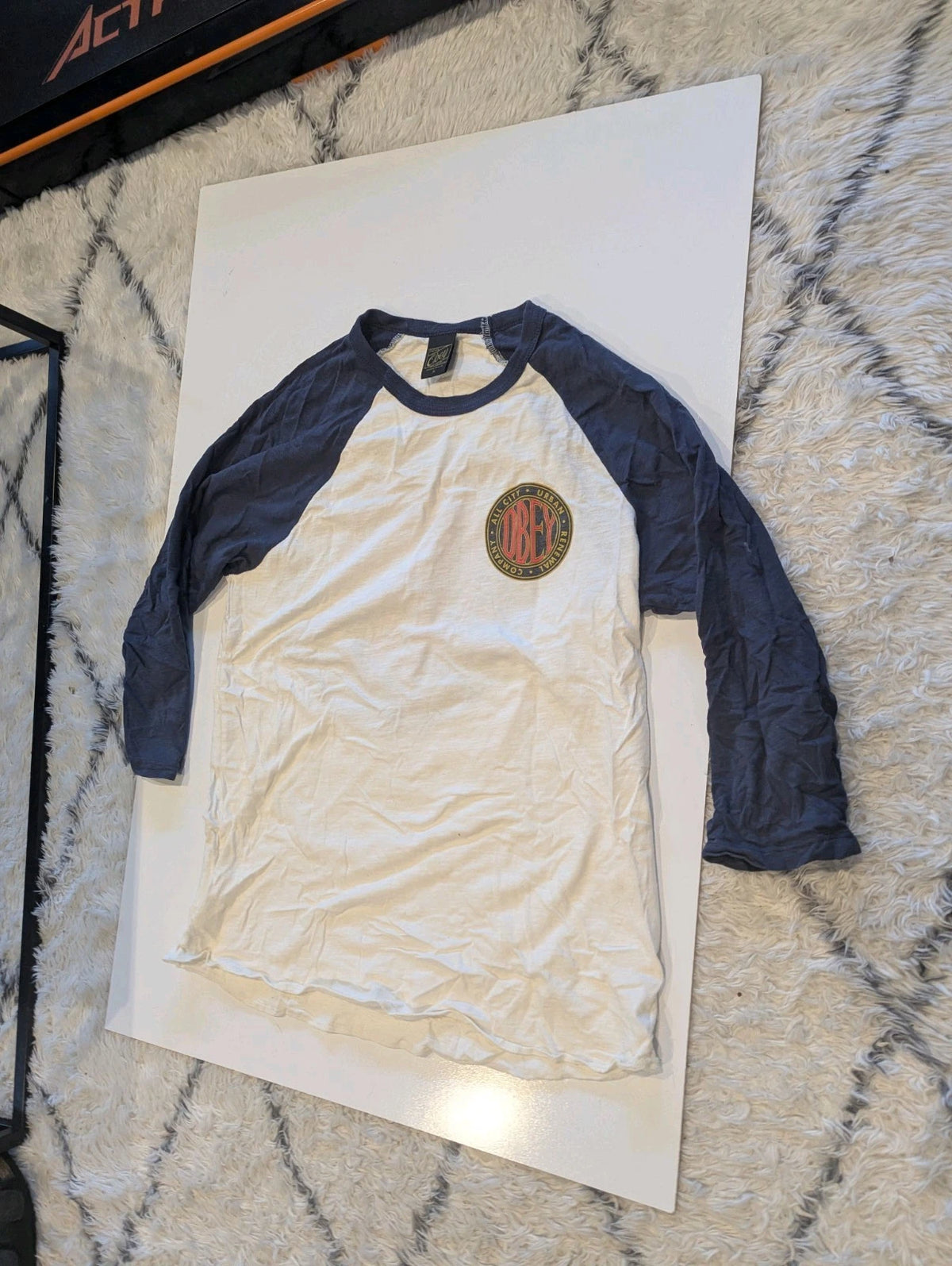 Vintage Obey Raglan baseball style 3/4 length Shirt - USA Made - Medium