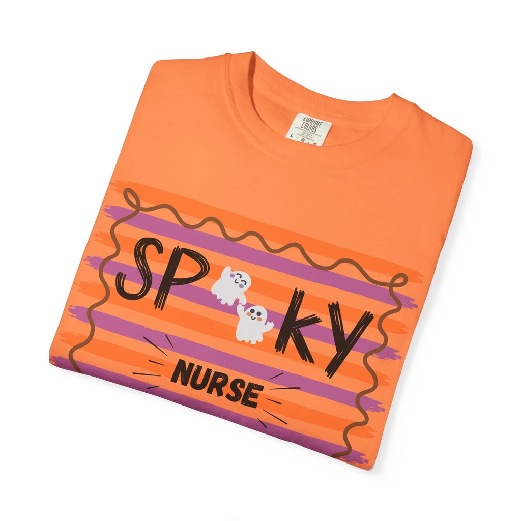 Comfort Colors Spooky Nurse T-shirt | Halloween Nurse Tee, Striped Creepy Design