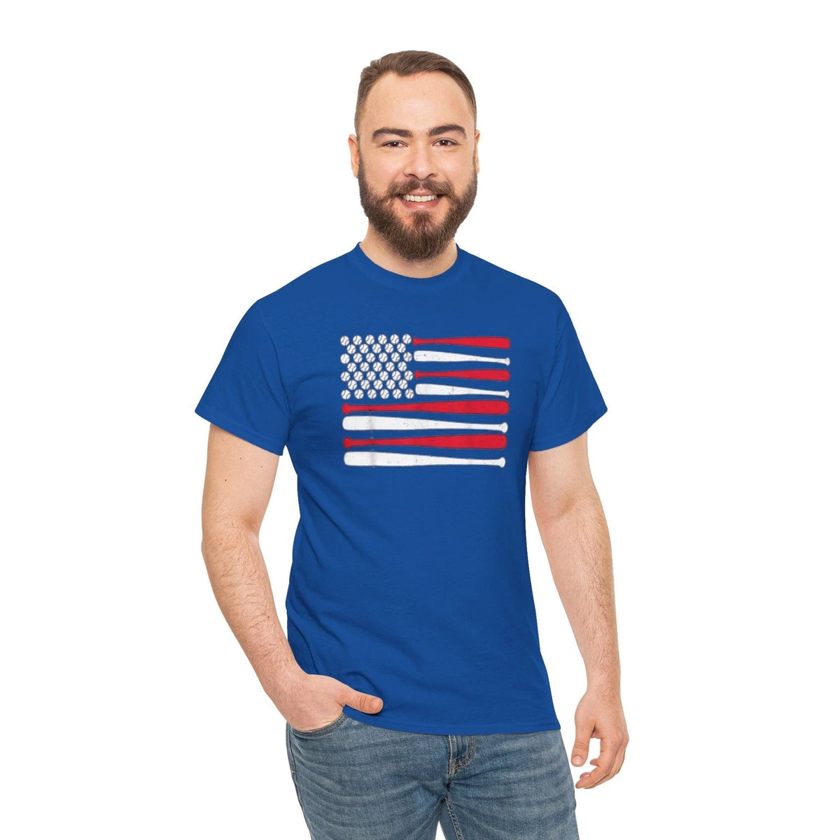 Baseball Bats and Balls American Flag T-Shirt – Patriotic Sports Adult Tee