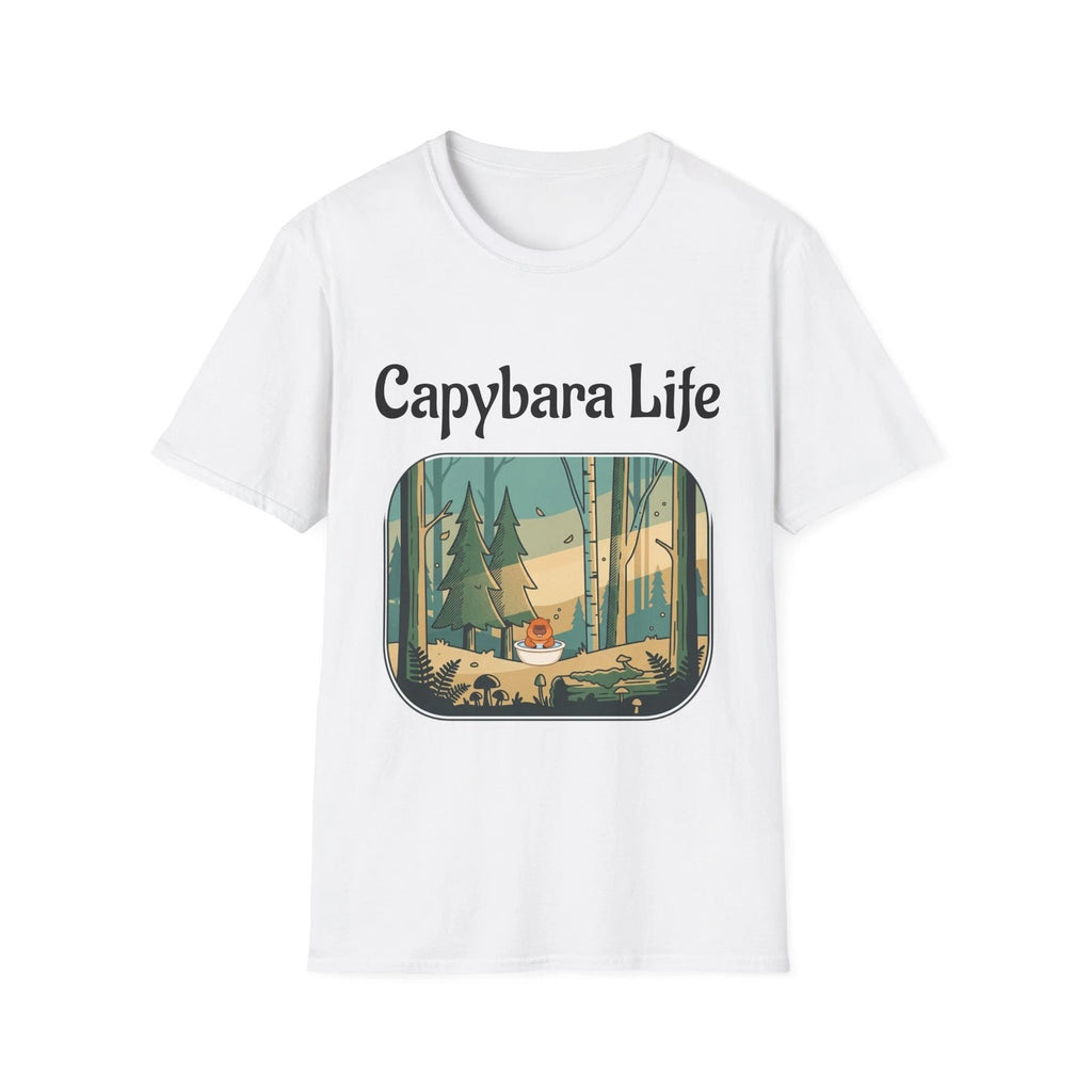Capybara Life camping scene T-Shirt | Woodland capybara illustration