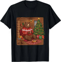 Cozy Christmas Bear Hot Cocoa & Holiday Cheer in Log Cabin T-Shirt