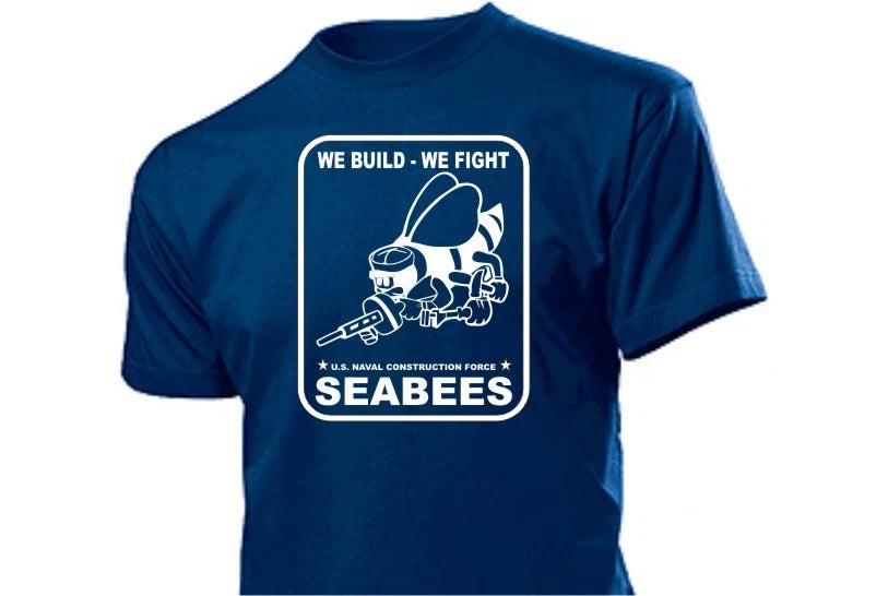 Army Seabees Naval Construction Force Nose Art T-Shirt WW2 Navy Seals 3-5XL