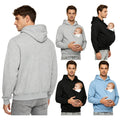 Men Top Kangaroo Baby Pouch Sweatshirt Dad Sweater Hoodie Comfortable Pullover