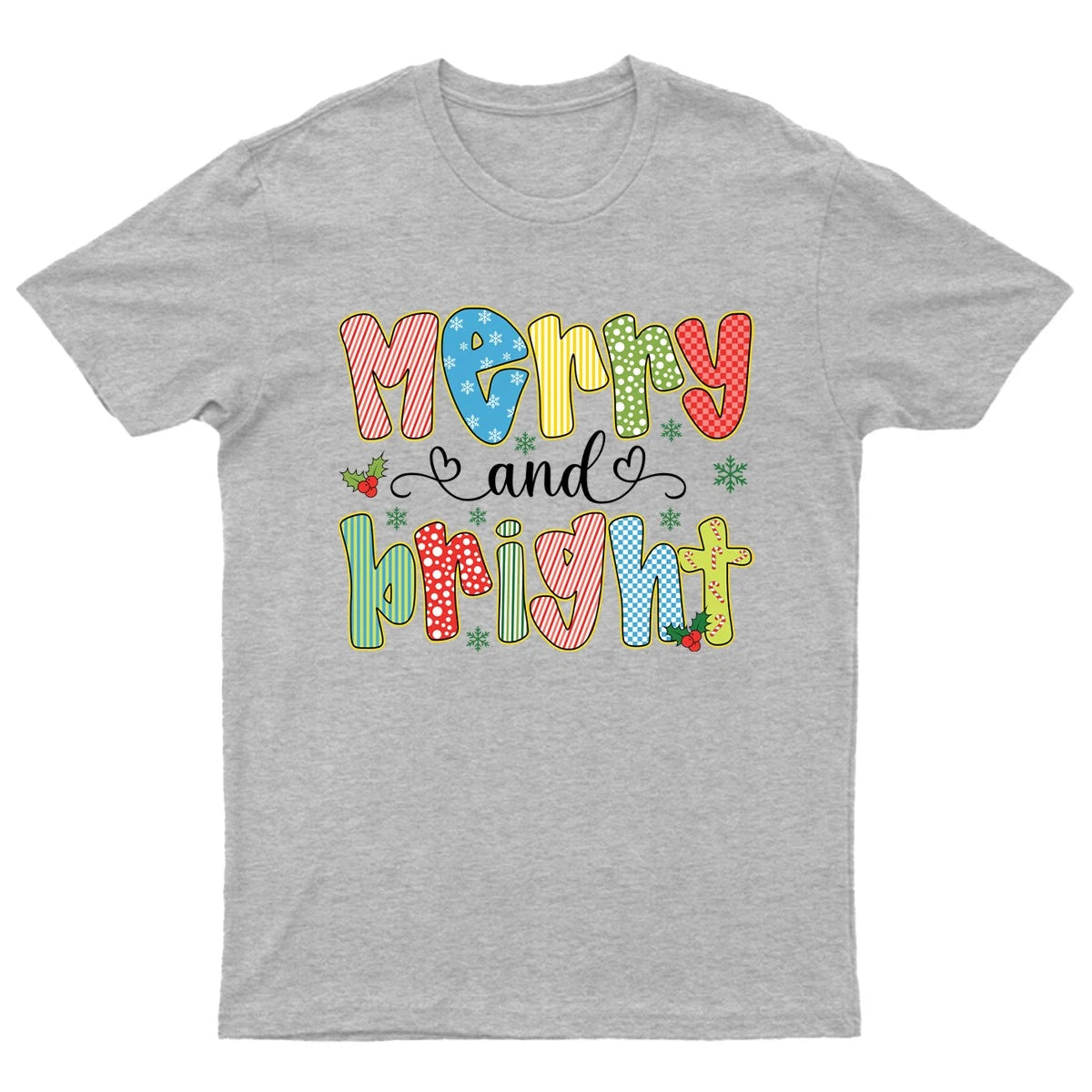 Merry And Bright Christmas T-Shirt Unisex Retro Funny Womens Vintage Mens -c