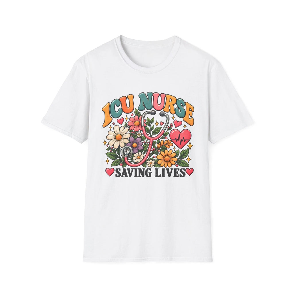 ICU Nurse Saving Lives Shirt Retro Floral Nurse Gift Graphic Tee