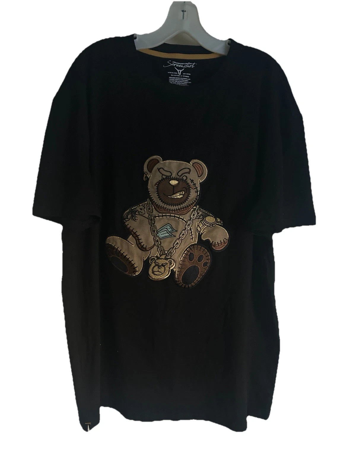 ScreenShot T-Shirt Mens Size 3XL 3D Bear Gold Chain Hip Hop Streetwear S/S
