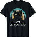 Mother's Day Cat Mommy Black Cat, Retro Best Cat Mom Ever Black T-Shirt