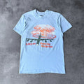Vintage 80s Libyan Sunrise Surprise War T-shirt Bomber Nuke Mushroom Cloud Blue