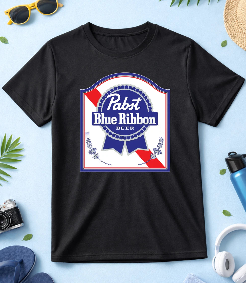 Pabst Blue Ribbon Beer, Black- White Men/Women T Shirt F018