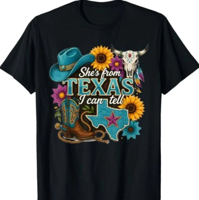 She's from Texas I Can Tell Western Cowgirl Vintage T-Shirt