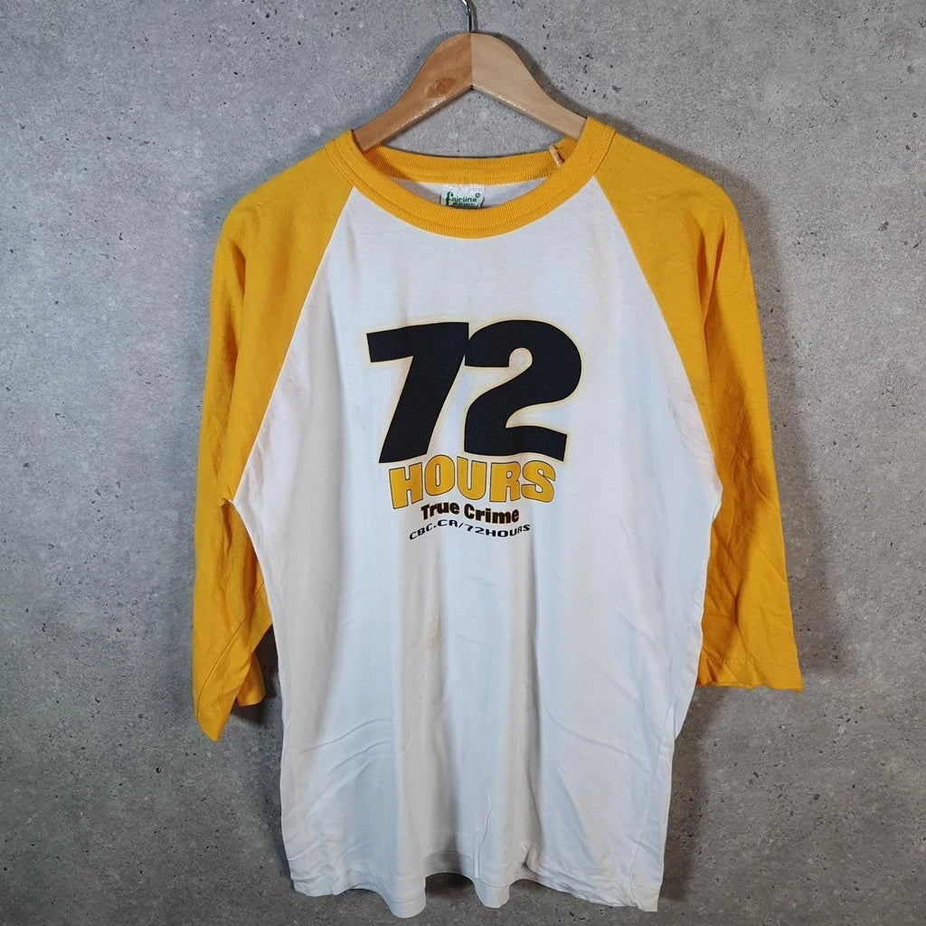 Vintage Fairline Wearables 72 Hours True Crime USA 90s T Shirt Mens Medium White
