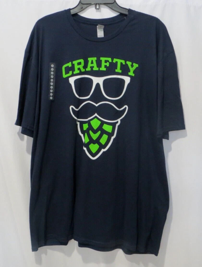 Gildan Men's Size 2X Navy Blue Green Crafty Pattern T-Shirt New