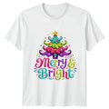 Cute Colourful Christmas Tree T-Shirt Merry And Bright Festive Holiday Gift