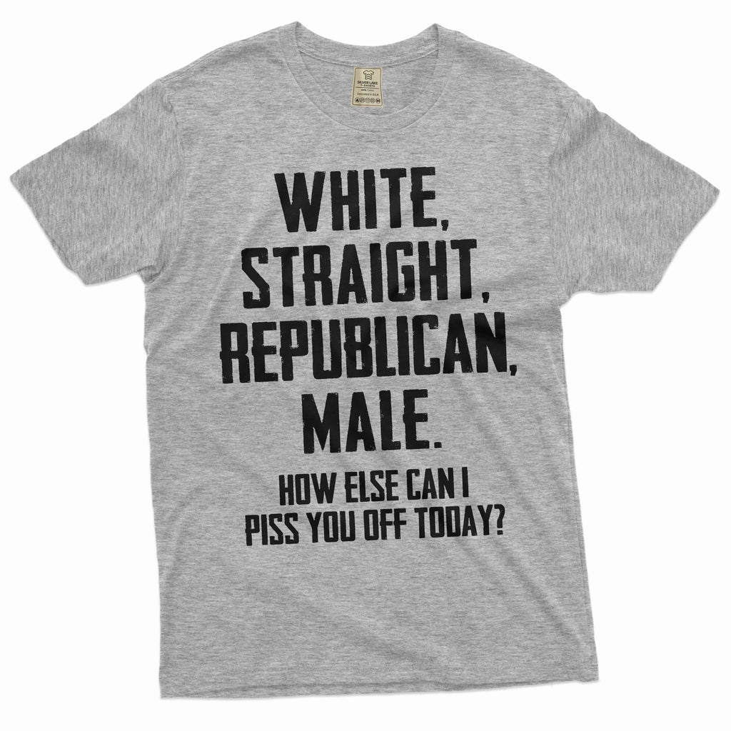 Men's Funny Shirt White Straight Republican Male Shirt Dad Grandpa Patriotic Tee