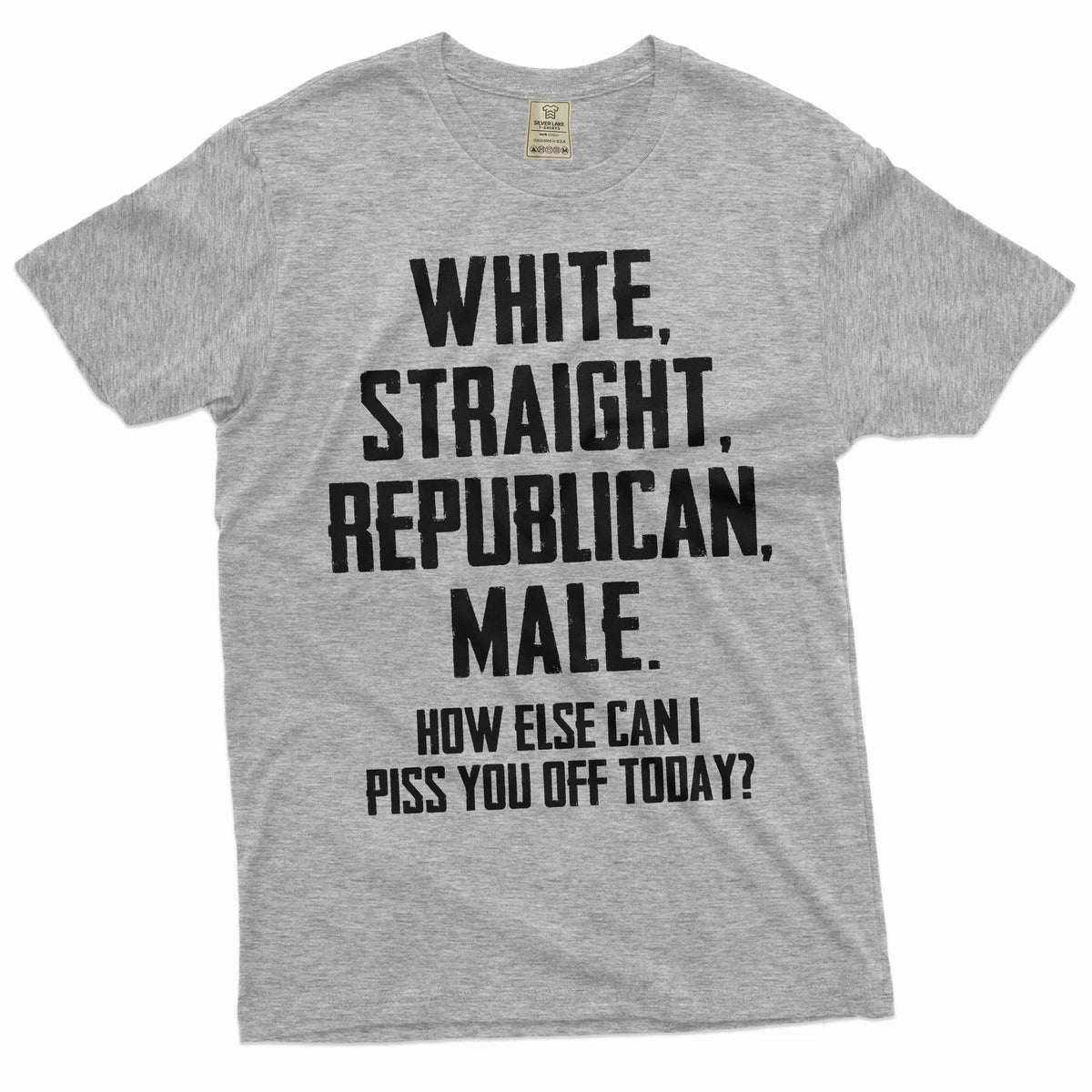 Men's Funny Shirt White Straight Republican Male Shirt Dad Grandpa Patriotic Tee