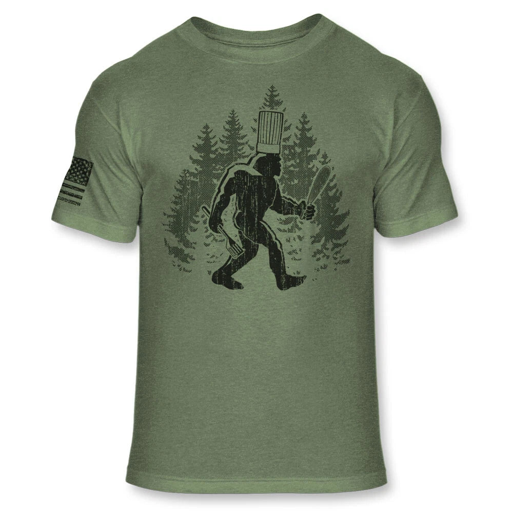 Bigfoot Chef T-Shirt - Funny Sasquatch Cooks Shirt - Athletic Blend Shirt - A285