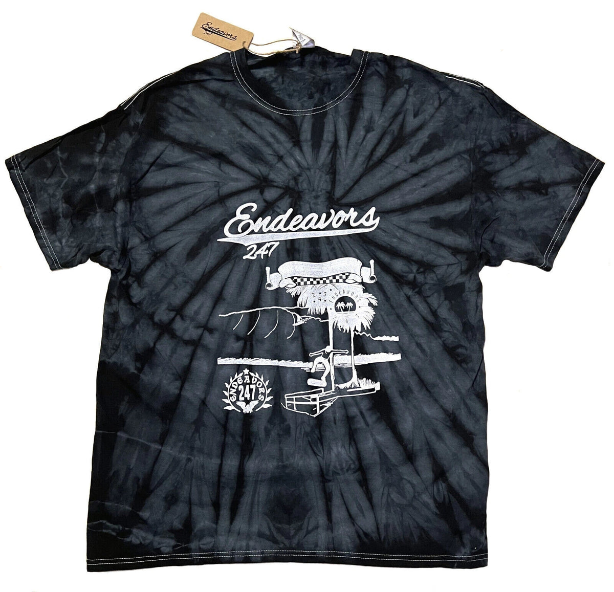 Endeavors247 Tie Dye Acid Wash Skateboarding At The Beach Surfing JDM T Shirt