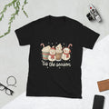 Whimsical Snowmen Holiday Tee – Cozy Drinks, Festive Glow, Unisex Xmas Shirt