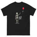 Halloween Skeleton Red Balloon Graphic Tee Funny Skeleton Art Casual T Shirt