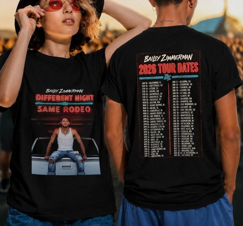 Bailey Zimmerman 2026 Tour Dates Concert Tee, Retro Country Music Shirt