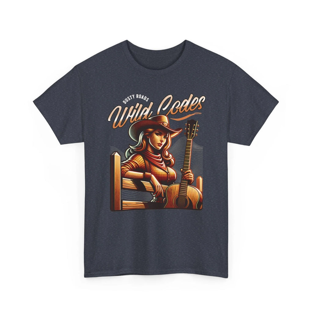 Dusty Roads Wild Codes Shirt Cowgirl Western Acoustic Guitar Country Graphic Tee